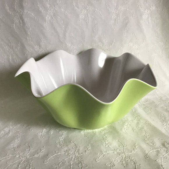 Spingmaid Serving Bowl Green and White Retro 70s - Picture 2 of 5